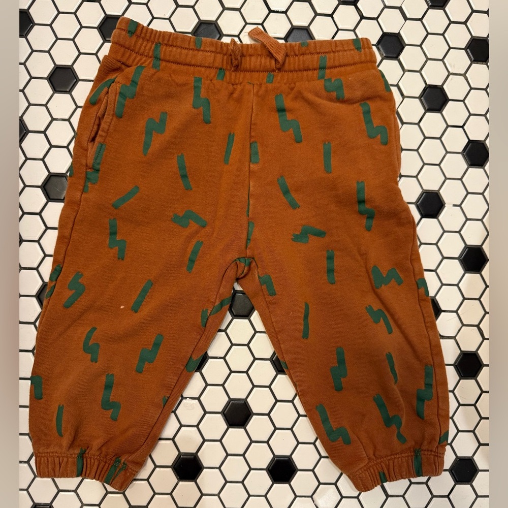Stella McCartney Kids Brown and Gray lightening Bolt Joggers